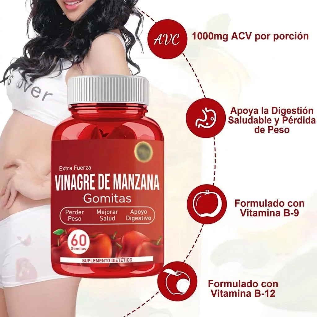 Suplemento gummies de vinagre de manzana 60 unidades